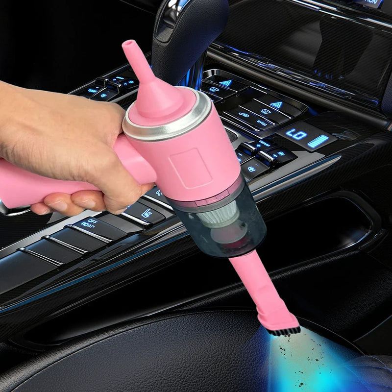 Pink 3 in 1 Handheld Vacuum Cleaner Suction & Blower Mini Car Home USB Portable