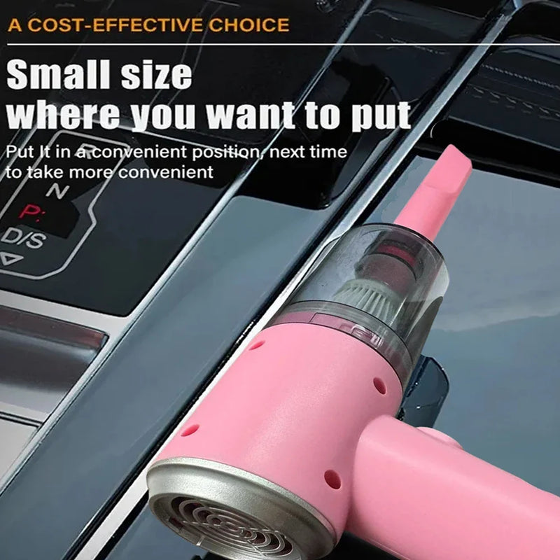 Pink 3 in 1 Handheld Vacuum Cleaner Suction & Blower Mini Car Home USB Portable