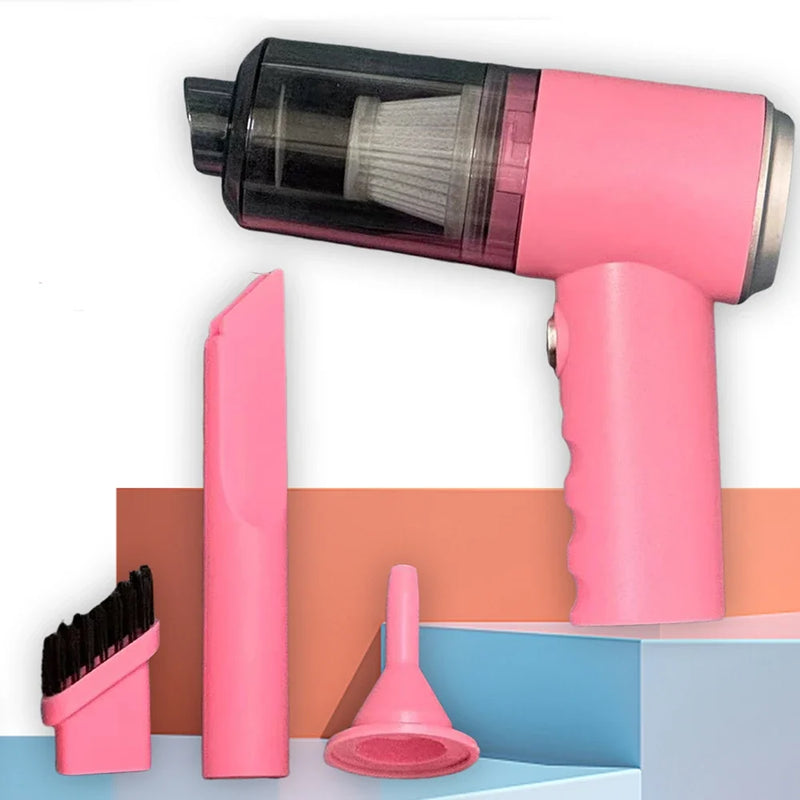Pink 3 in 1 Handheld Vacuum Cleaner Suction & Blower Mini Car Home USB Portable
