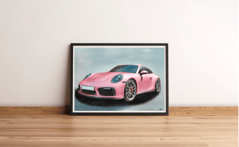 Glamorous Speed – Pink Porsche-Inspired Wall Art Print