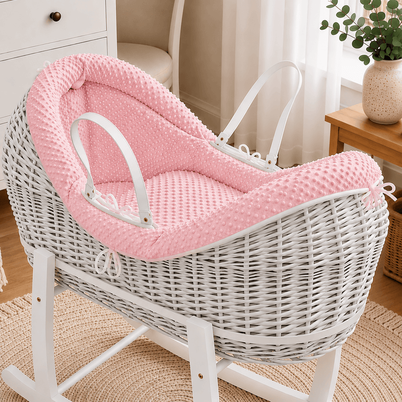 Pod Pink Dimple Moses Basket Bedding Set