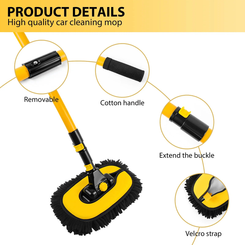 15° Arc Retractable Car Cleaning Brush Extendable Handle - Portable Car Wash Set