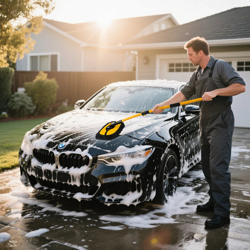 15° Arc Retractable Car Cleaning Brush Extendable Handle - Portable Car Wash Set