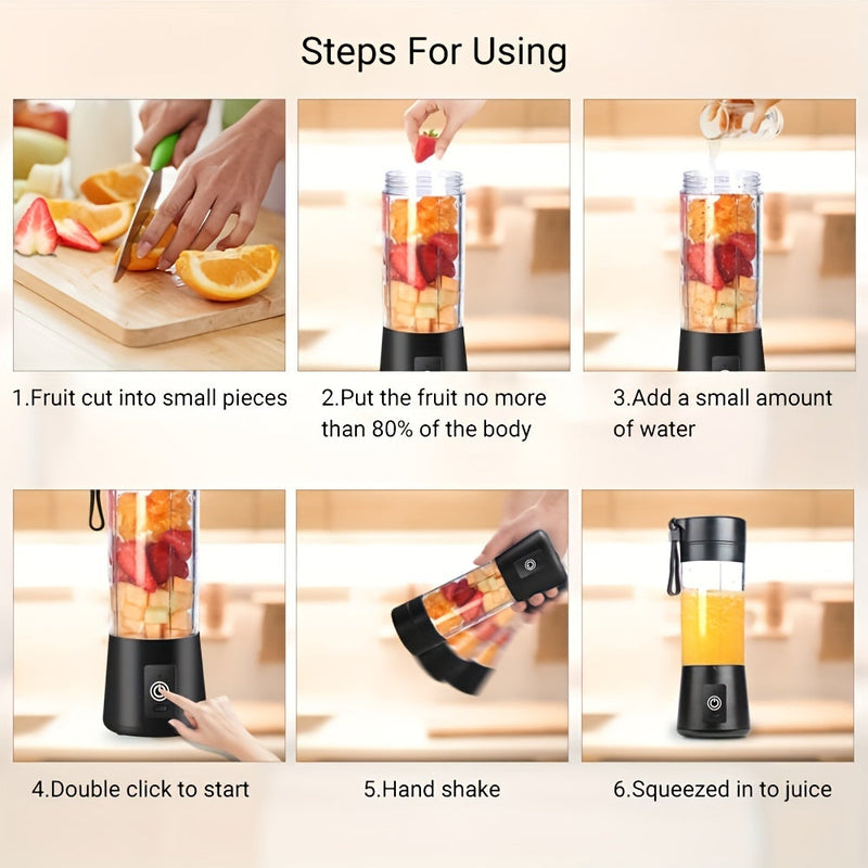 Portable USB Blender - Mini Smoothie Maker for Shakes & Juices, Rechargeable Travel Blender