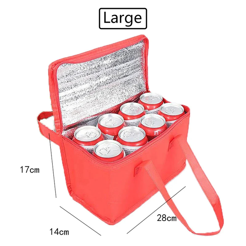 Portable Folding Lunch Cooler Bag - Insulated Picnic Ice Pack Thermal Food and Drink Carrier