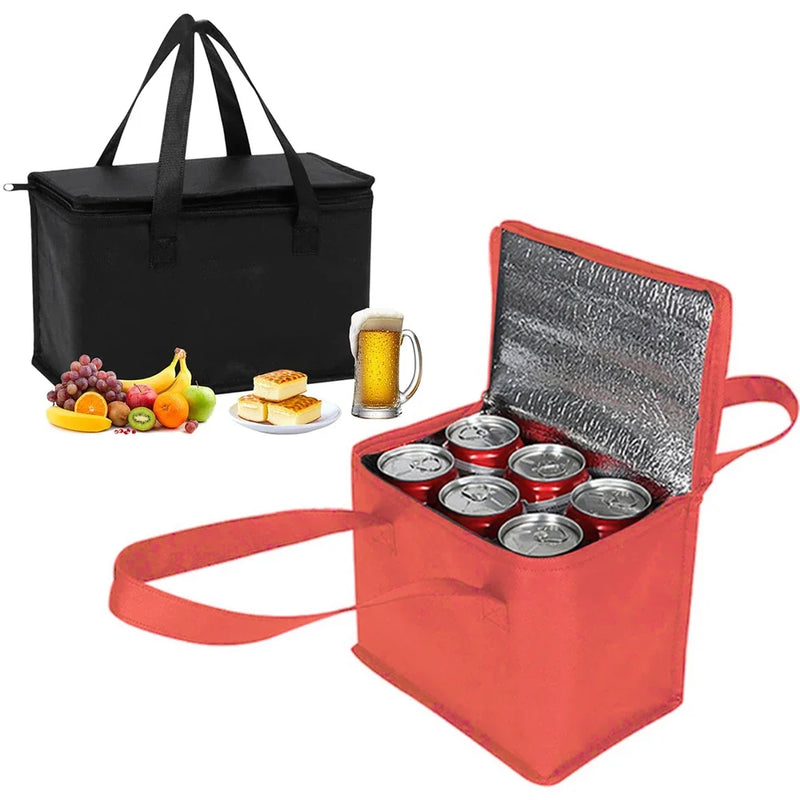 Portable Folding Lunch Cooler Bag - Insulated Picnic Ice Pack Thermal Food and Drink Carrier