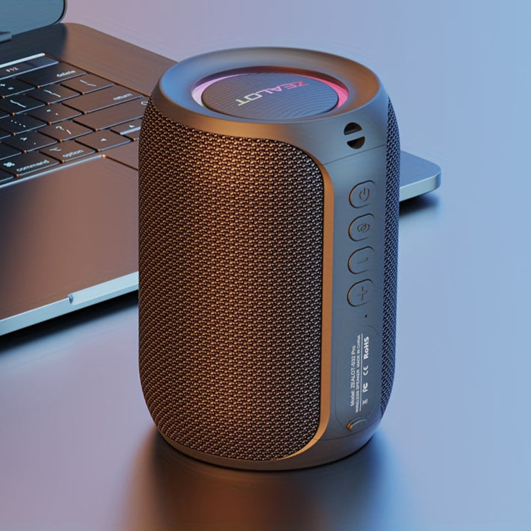 Portable Wireless Speaker with Bass Boost, RGB Light, 3600mAh Battery, USB-C Charging - Stereo Sound