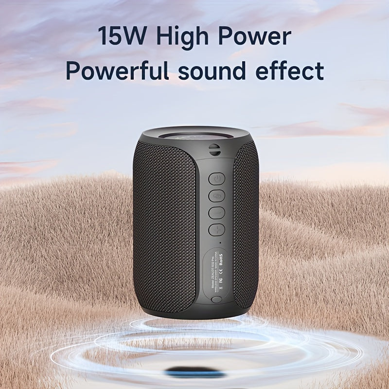 Portable Wireless Speaker with Bass Boost, RGB Light, 3600mAh Battery, USB-C Charging - Stereo Sound