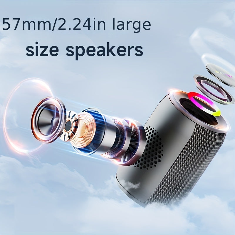 Portable Wireless Speaker with Bass Boost, RGB Light, 3600mAh Battery, USB-C Charging - Stereo Sound