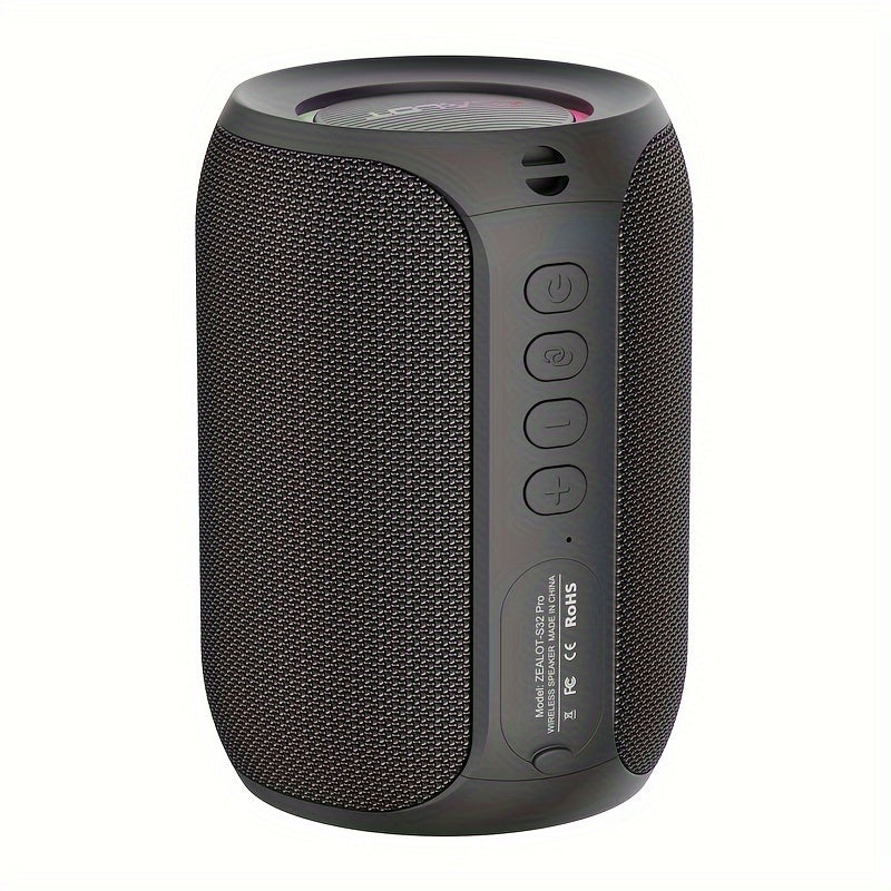 Portable Wireless Speaker with Bass Boost, RGB Light, 3600mAh Battery, USB-C Charging - Stereo Sound