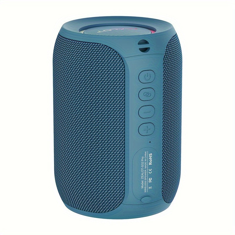 Portable Wireless Speaker with Bass Boost, RGB Light, 3600mAh Battery, USB-C Charging - Stereo Sound