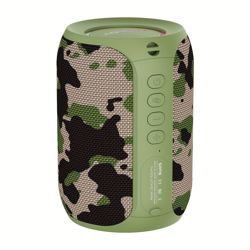 Portable Wireless Speaker with Bass Boost, RGB Light, 3600mAh Battery, USB-C Charging - Stereo Sound