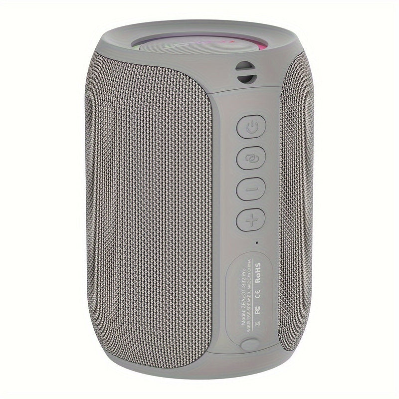 Portable Wireless Speaker with Bass Boost, RGB Light, 3600mAh Battery, USB-C Charging - Stereo Sound