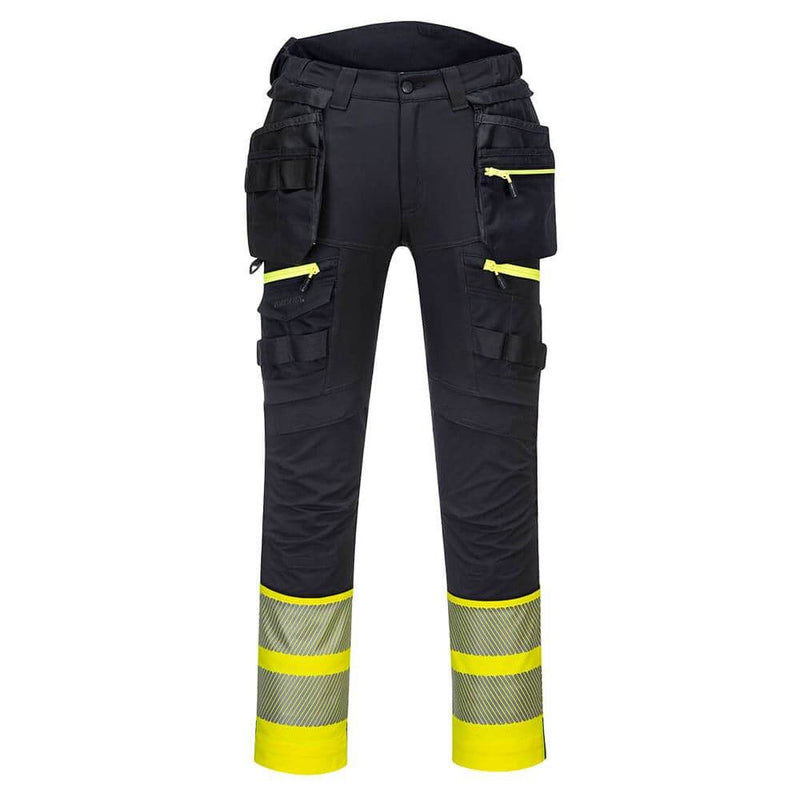 Portwest DX445 4-Way Stretch Hi-Vis Class 1 Holster Pocket Trouser Yellow/Black