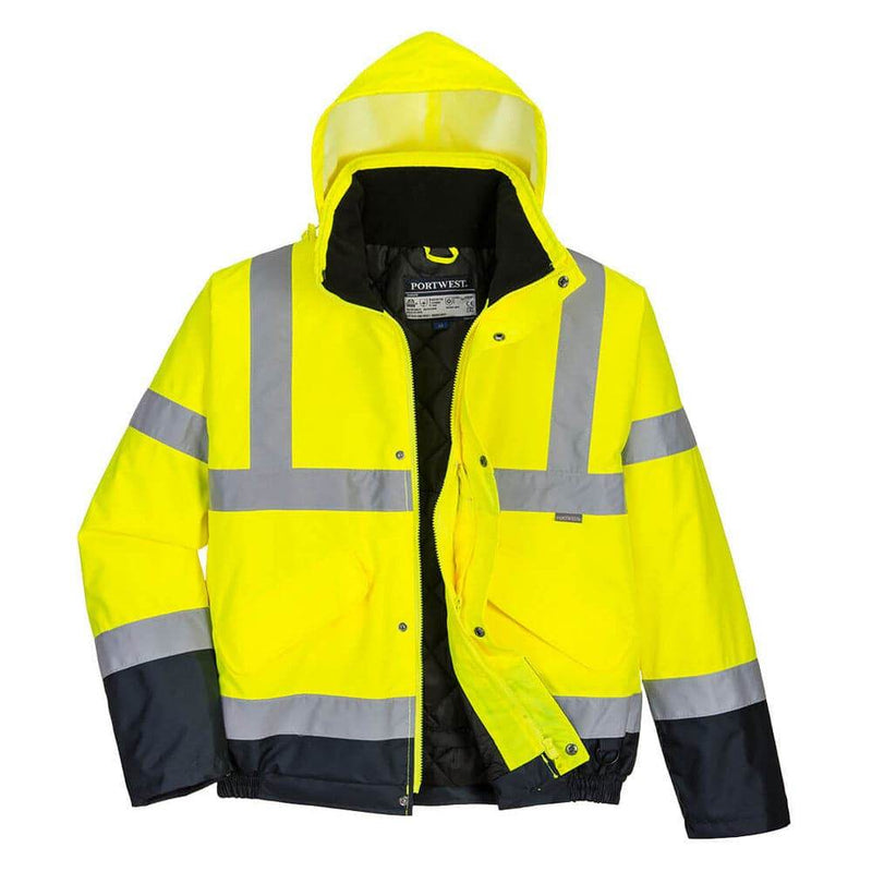 Portwest S266 - Hi-Vis Two Tone Waterproof Bomber Jacket Yellow Small