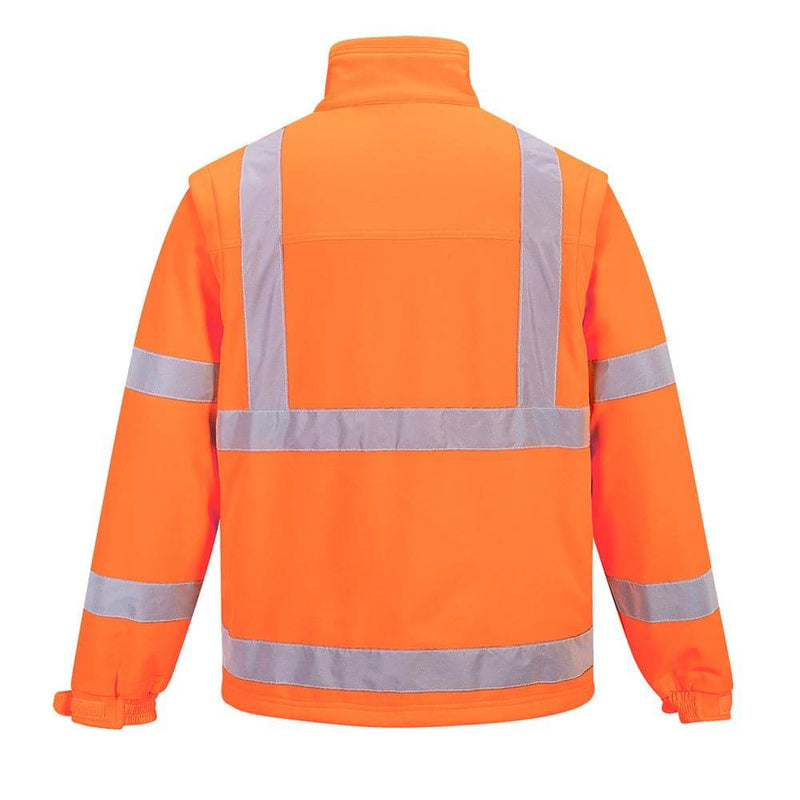 Portwest S428 Hi-Vis Softshell 3 in 1 Water Resistant Jacket Gilet Detachable Sleeves