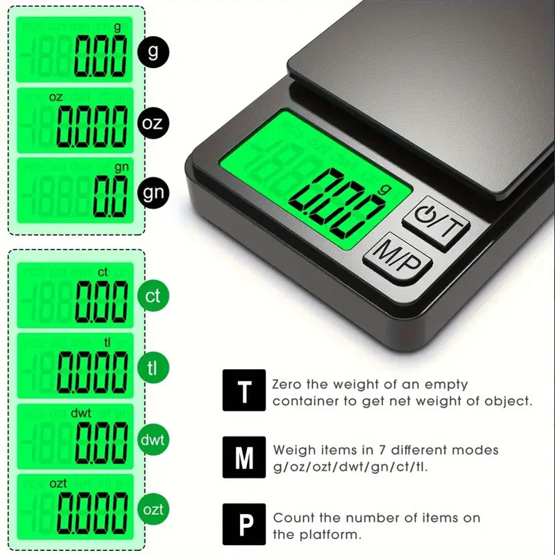 Precision Digital Pocket Scale - Mini Gram Scale for Jewellery, Food with Backlit LCD Display - Portable Travel Scale
