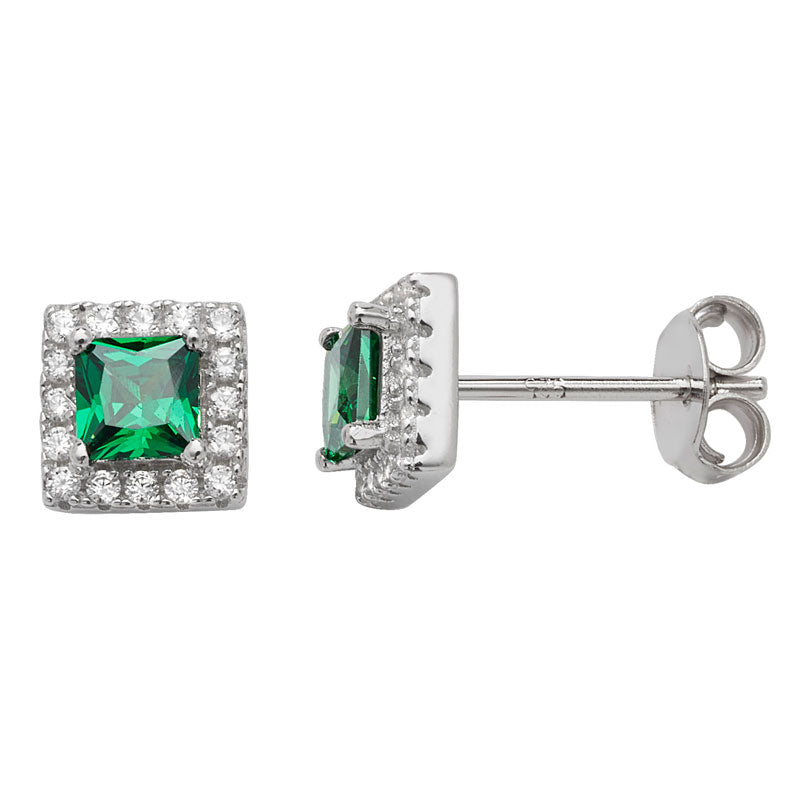 Princess Cut Emerald Earrings