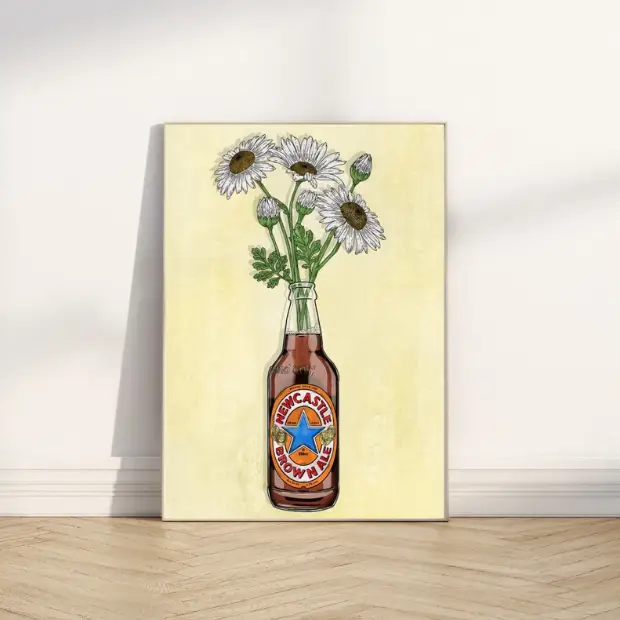 Newcastle Brown & Flowers - A5 Print