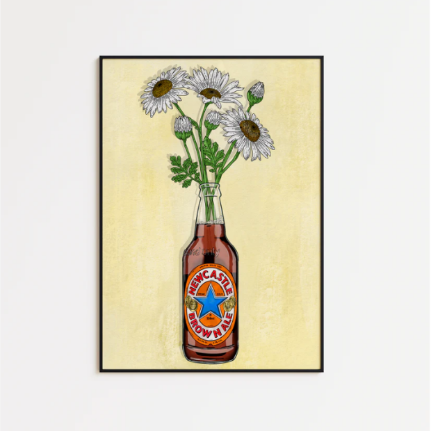 Newcastle Brown & Flowers - A5 Print