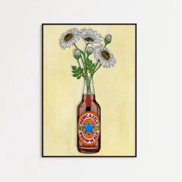 Newcastle Brown & Flowers - A5 Print