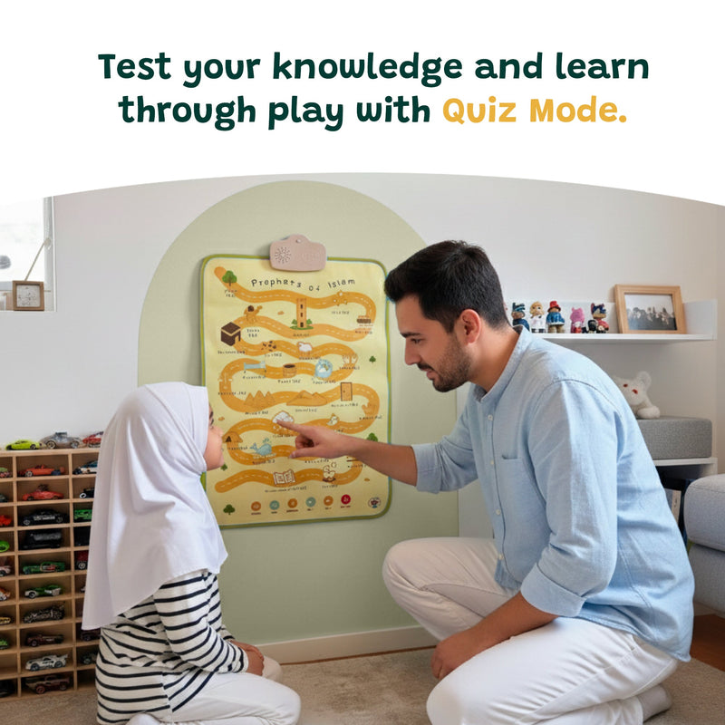 Prophets of Islam Interactive Audio Mat & Wall Art | Learn About All 25 Prophets with Stories & Quizzes | Ramadan & Eid Gift