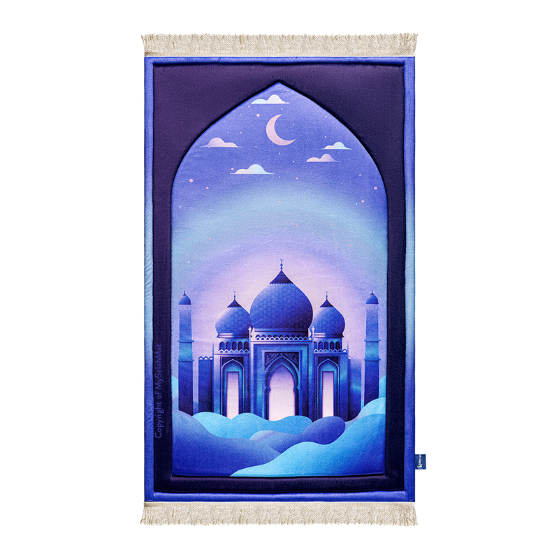 Padded Kids Prayer Mat with Twilight Masjid Design | Urban Rugs UK | Ramadan & Eid Gift