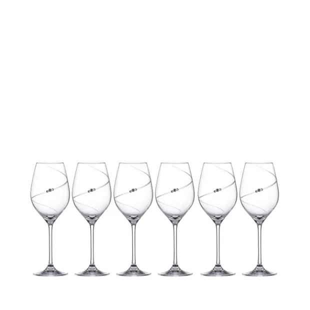 Diamante Wine Glasses - Set of 6 - In Gift Box