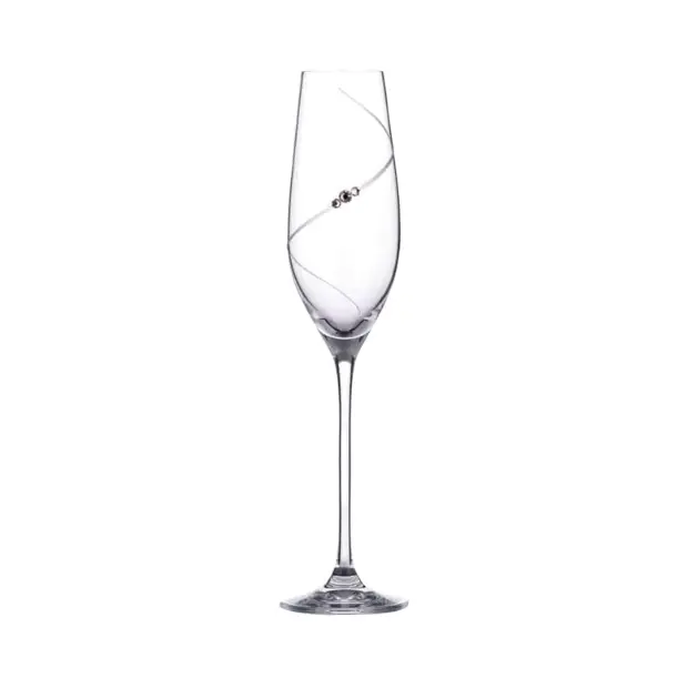 Diamante Champagne Flutes - Set of 6 - In Gift Box