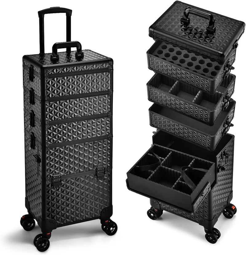 Professional Makeup Trolley Case Wheels - Extra Large Rolling Cosmetic Organiser