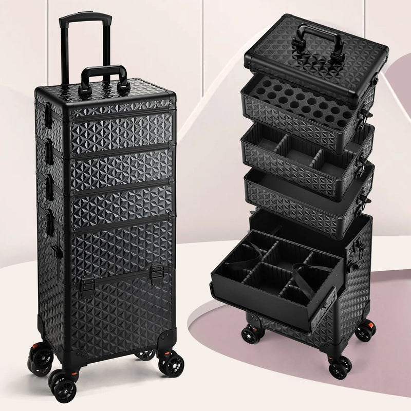 Professional Makeup Trolley Case Wheels - Extra Large Rolling Cosmetic Organiser