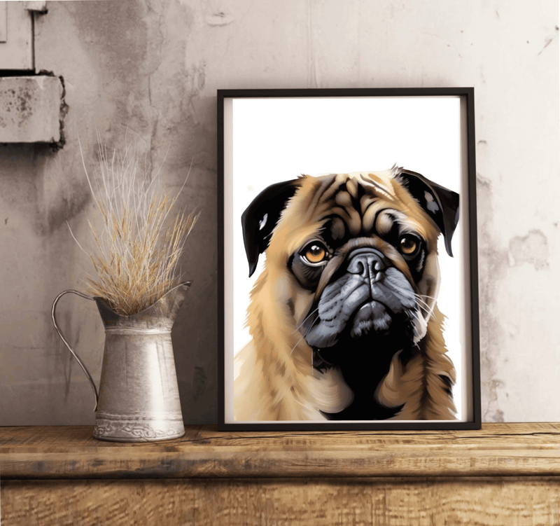 Pug Art Print | Cute Dog Wall Poster | A5 A4 A3 Unframed