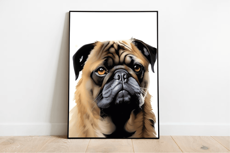 Pug Art Print | Cute Dog Wall Poster | A5 A4 A3 Unframed