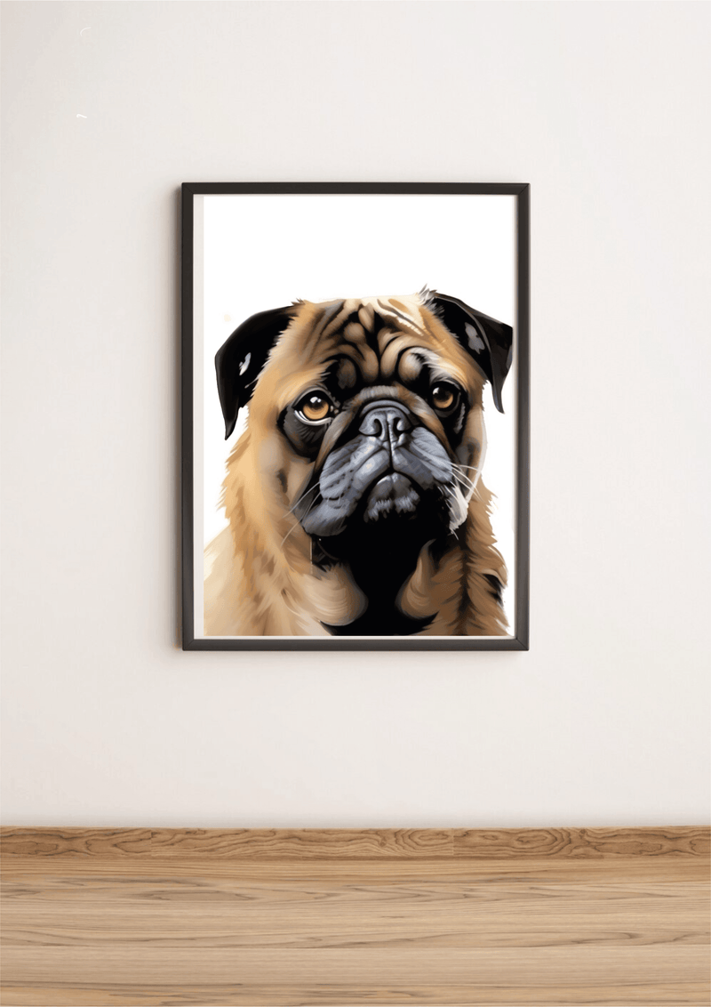 Pug Art Print | Cute Dog Wall Poster | A5 A4 A3 Unframed