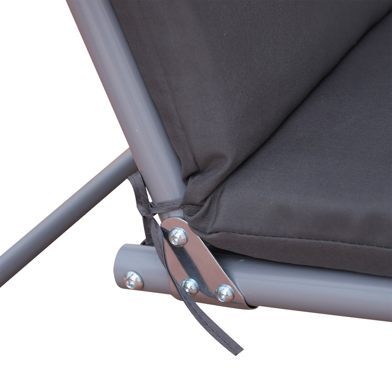 Steel Frame 2-Seater  Swing Chair w/ Table Grey