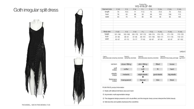 Punk Rave  Honey Irregular Split Dress