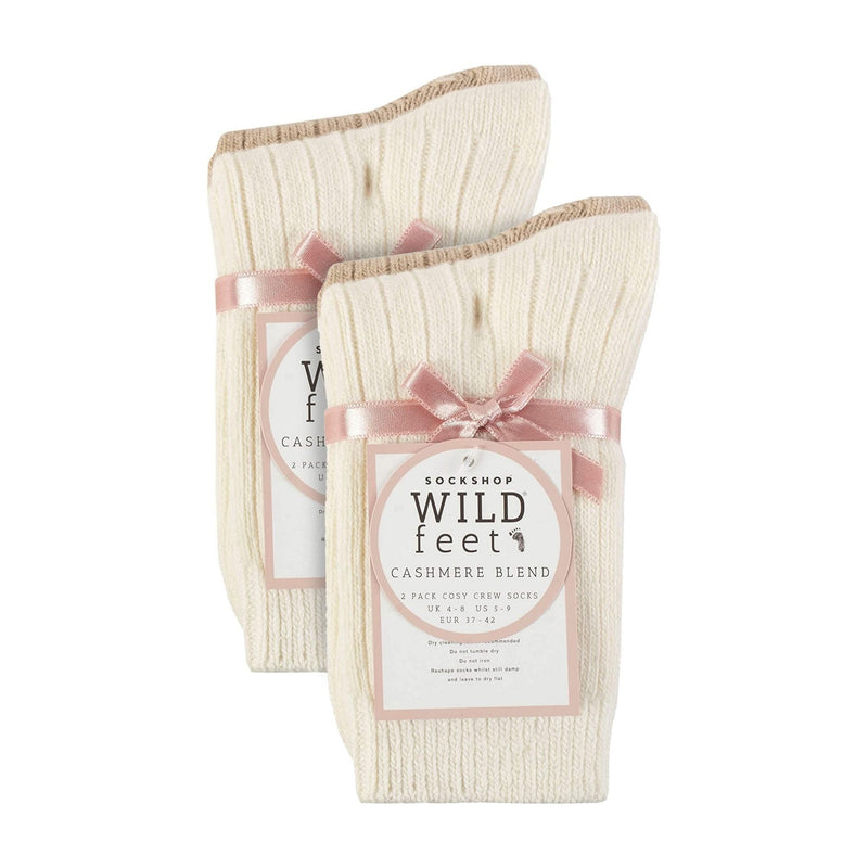 4 Pack Ladies Cashmere Boot Socks | Breathable Cozy Ribbed Wool Bed Socks