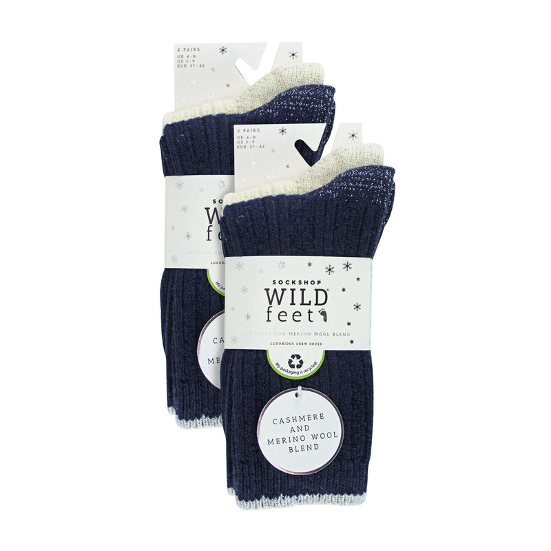 4 Pack Ladies Cable Knit and Lurex Glitter Socks for Sparkling Style and Comfort