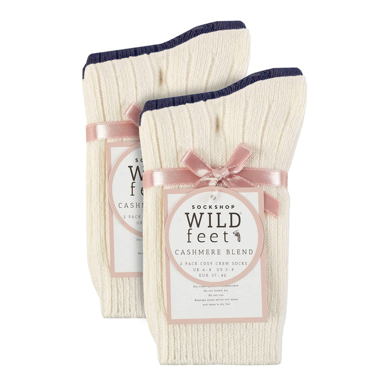 4 Pack Ladies Cashmere Boot Socks | Breathable Cozy Ribbed Wool Bed Socks