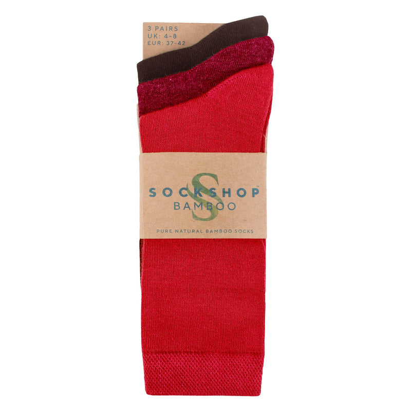 3 Pack Ladies Plain Bamboo Socks - Soft Breathable Everyday Comfort Socks