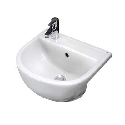 40cm Semi Recessed Basin 1 Tap Hole in Alpine White - All Styles