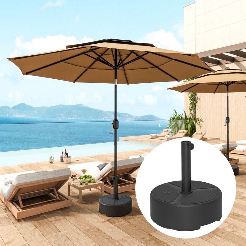 Outsunny Round Garden Parasol Base, Sand/Water Filled Parasol Stand, Black