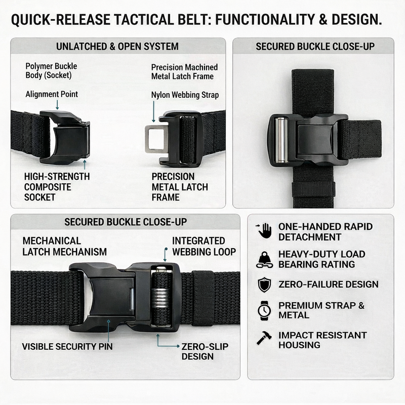 HikeWare™ Elastic Tactical Belt – Quick-Release Stretch Hiking Belt