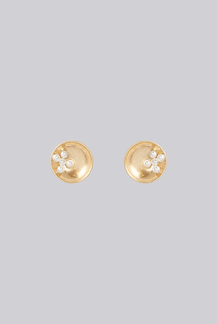 Louche Rabmag Gold And Pearl Oversized Stud Earring