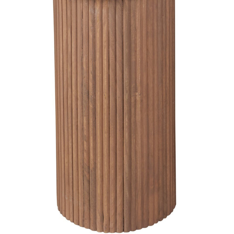 Bundi Natural Marble & Wood Pedestal Side Table