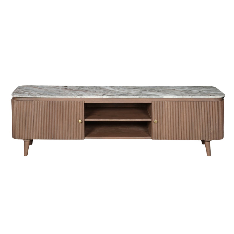 Bundi Natural Marble & Wood Large Tv Cabinet