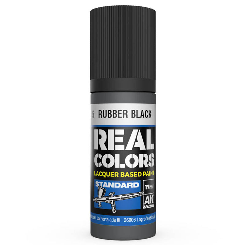 AK Interactive Real Colors - Rubber Black 17ml. (RC805)