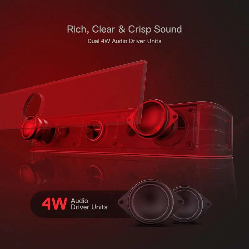 RGB USB Desktop Soundbar - Computer Speaker with Dynamic Lighting Bar