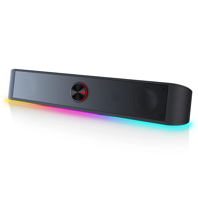 RGB USB Desktop Soundbar - Computer Speaker with Dynamic Lighting Bar