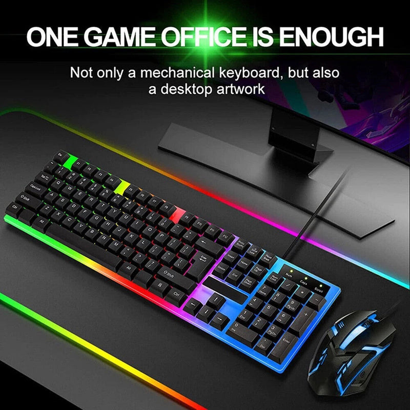 RGB Gaming Keyboard and Mouse Set USB LED for PC Laptop Illuminated Combo